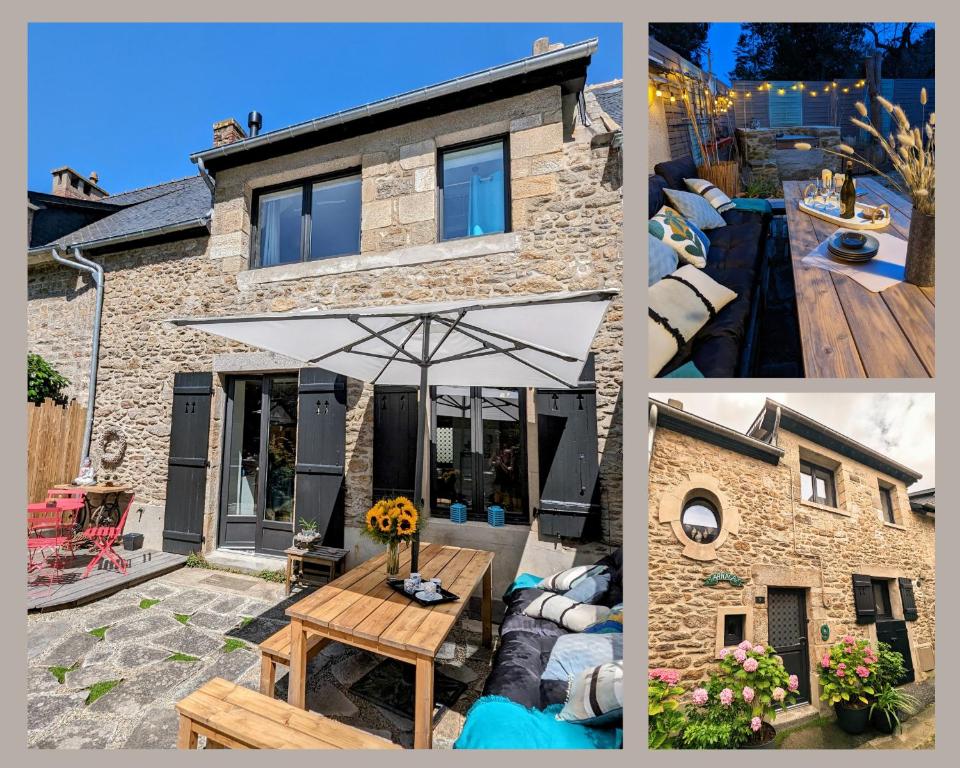 a collage of pictures of a house with a patio at Quartier Saint-Enogat maison de charme proche des plages in Dinard