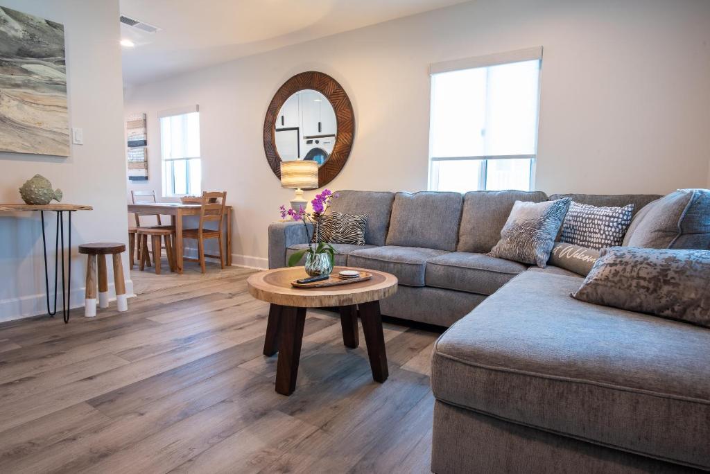 a living room with a couch and a table at 5079 Lotus Street in San Diego