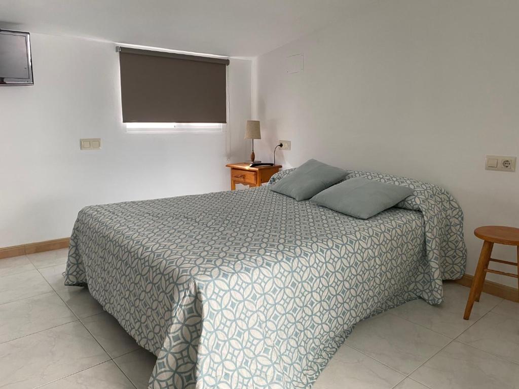 1 dormitorio con 1 cama y TV de pantalla plana en Apartamentos OLIVA, en Caldas de Reis