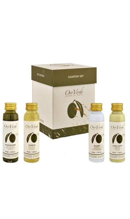 a set of three bottles of olive oil and a box at Elite Summer Suite in Năvodari