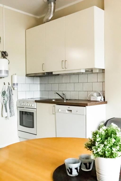 Kuchyň nebo kuchyňský kout v ubytování Spångholmen Bed & Breakfast AB