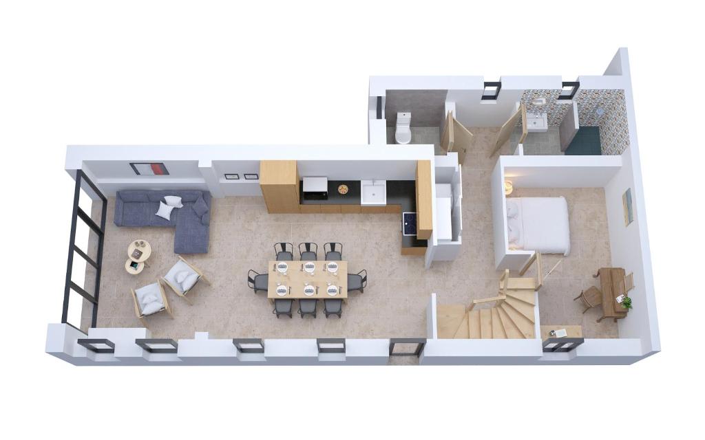 a rendering of a floor plan at Authentique et charmante longère bord de mer in Sainte-Marguerite