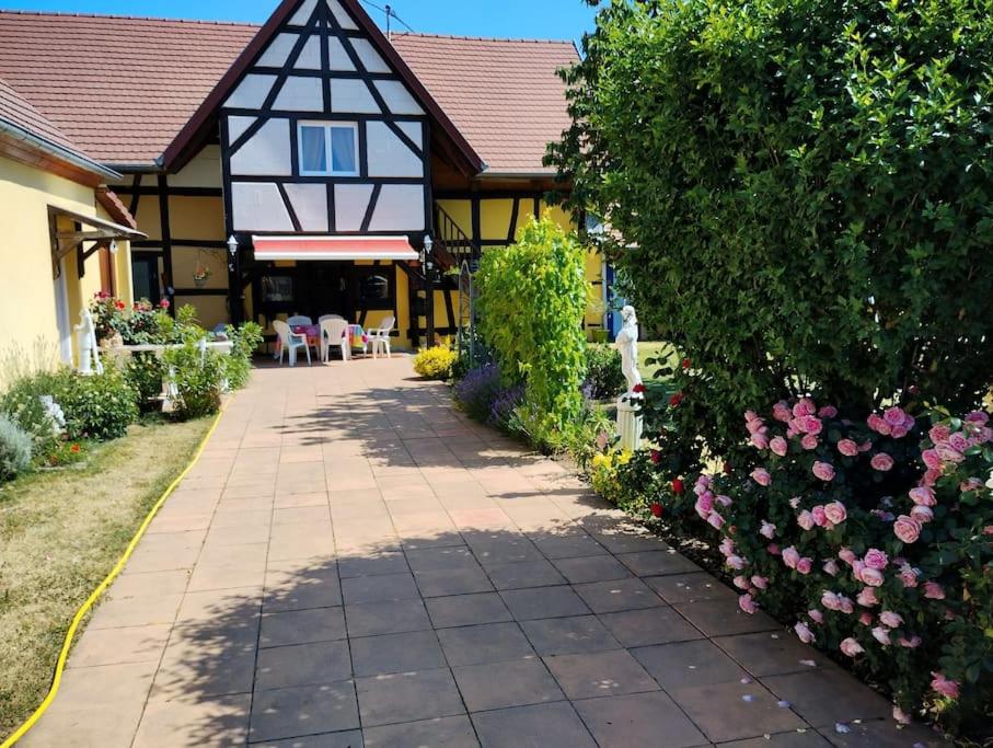 a house with a garden and a walkway at Gîte Alsace in Appenwihr