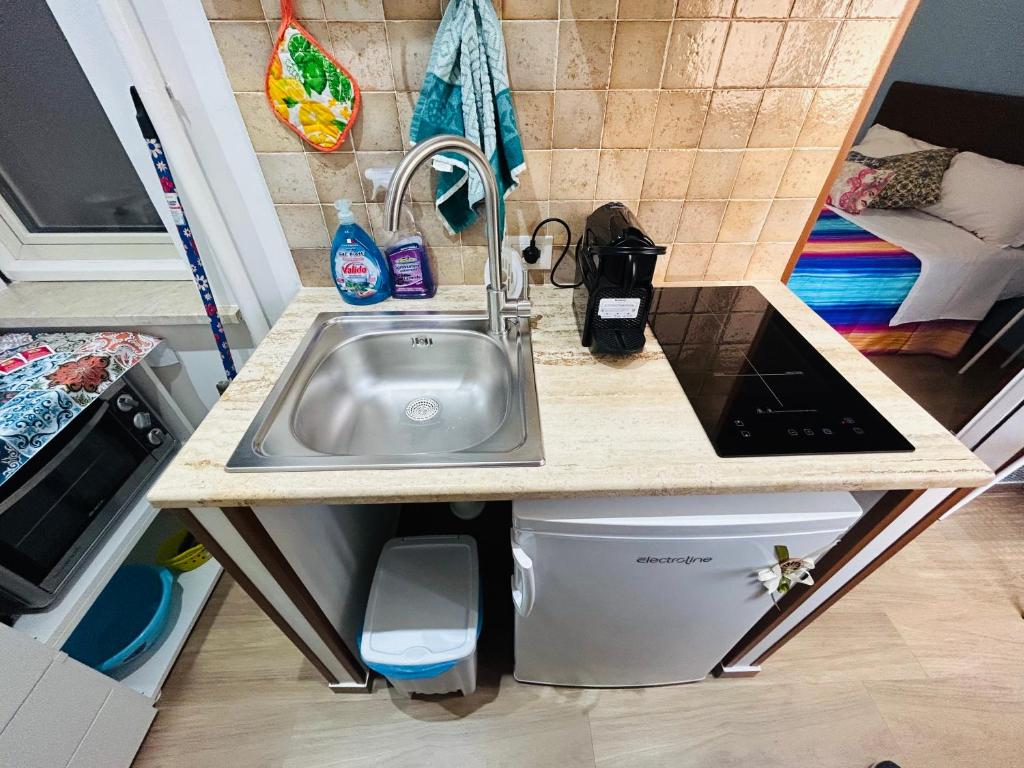 a kitchen with a sink in a tiny house at SicilyHouse Palermo in Palermo