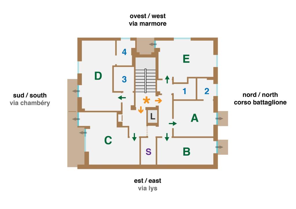 Nacrt objekta Up to 3 people - B Room shared bathroom - MyAostaProject Rentals