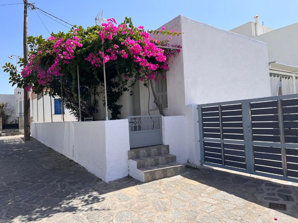 a house with pink flowers on the side of it at Gala Home Traditional house in Galanádhon