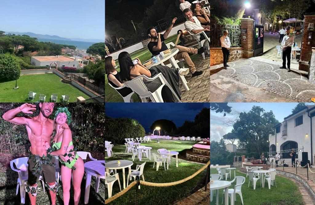 a collage of photos with people sitting on a bench at FONDAZIONE VILLA POINT ONLUS in San Felice Circeo