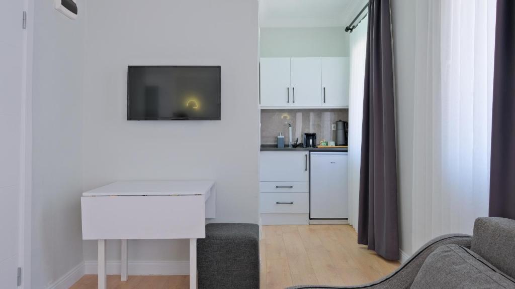 Kuchyň nebo kuchyňský kout v ubytování Centralflatsfethiye