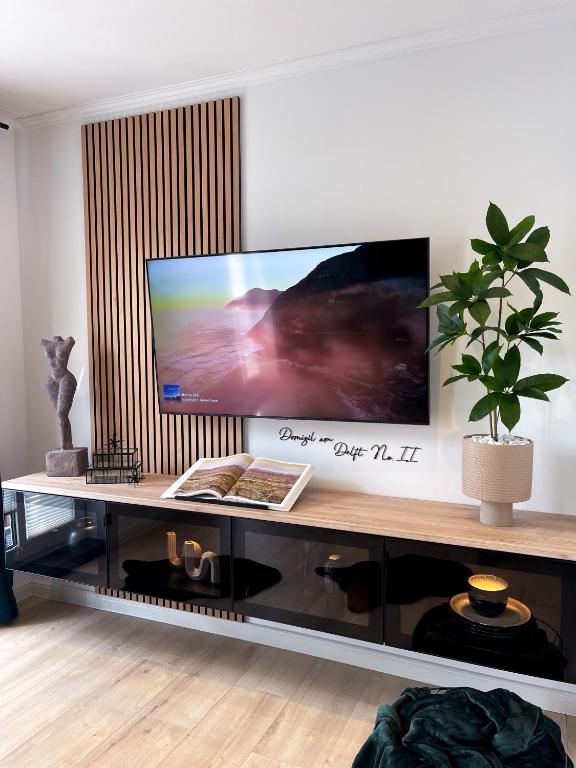TV a/nebo společenská místnost v ubytování Ferienwohnung Domizil am Delft II Emden