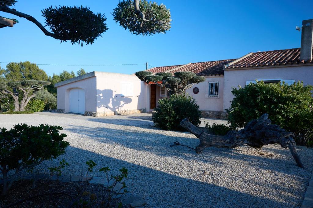 a house with a tree in the front yard at Casa Nuria in L'Ampolla