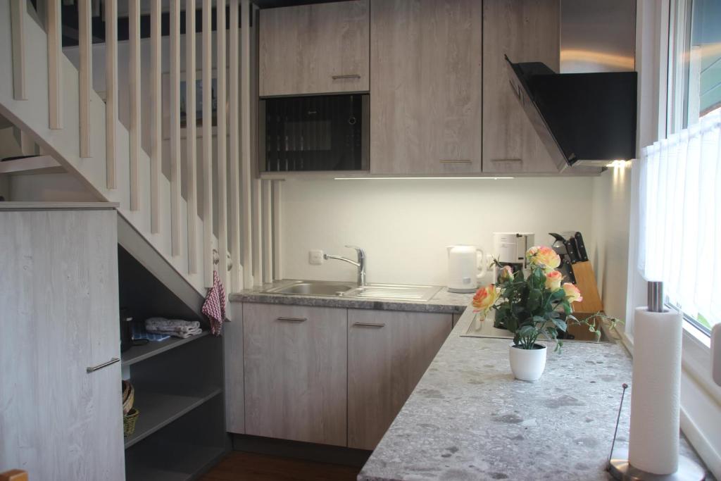 Kuchyň nebo kuchyňský kout v ubytování Ferienhaus Besken