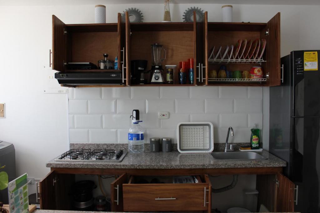 Kuchyň nebo kuchyňský kout v ubytování Coveñas Apartamento vacacional caribe campestre 9-502