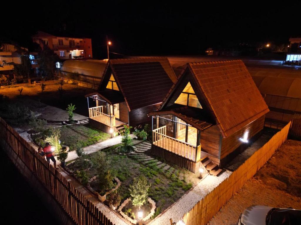 a model of a house at night with lights at Riviera bungalow evleri demre 2 in Demre