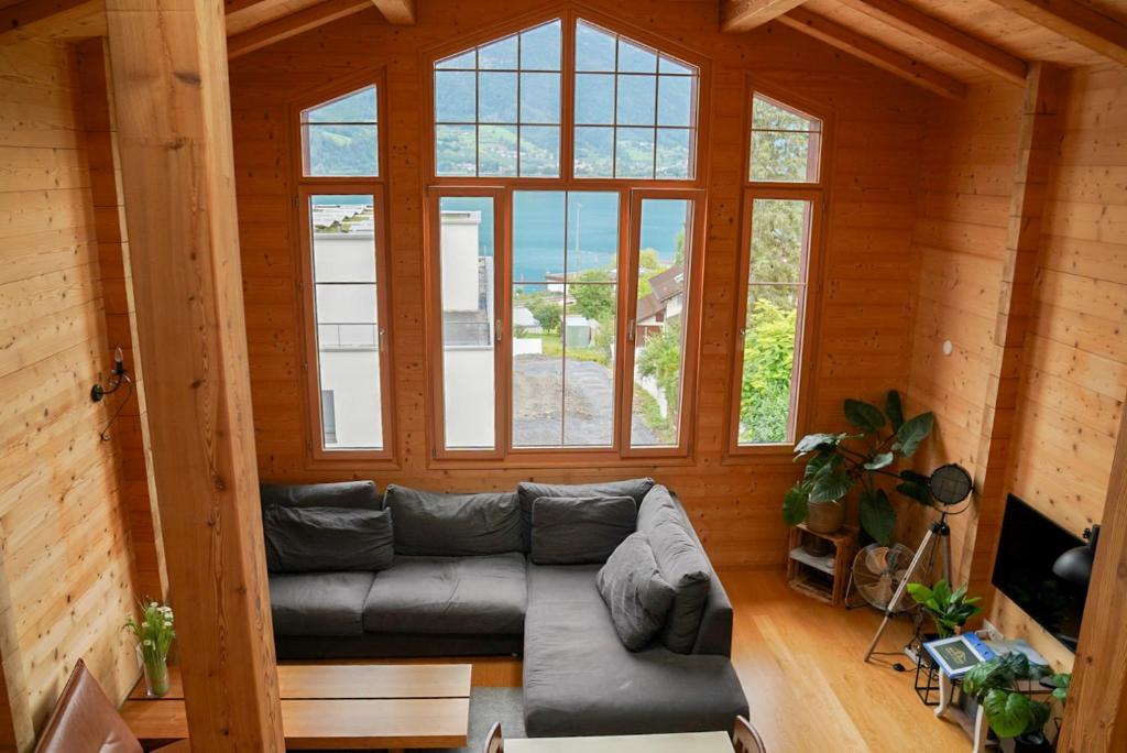 Posezení v ubytování Doodle's Amazing Chalet -Walensee - Flumserberg - Churfirsten - Heidiland - Pool - Sauna