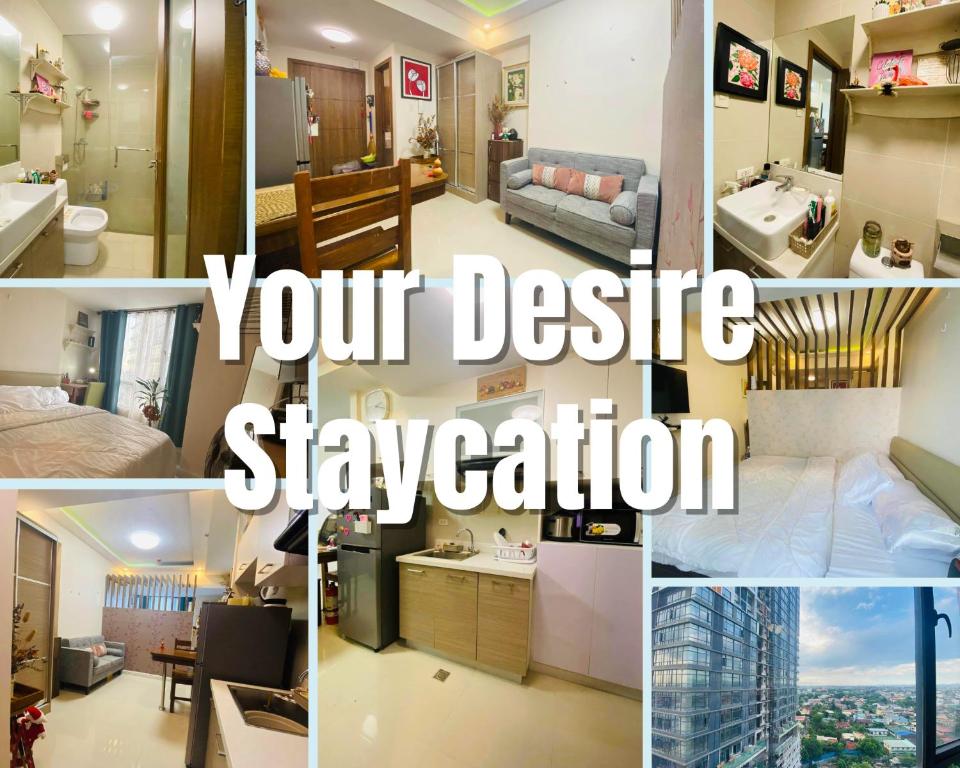 a collage of photos of a hotel room at Your Desire Staycation in Manila