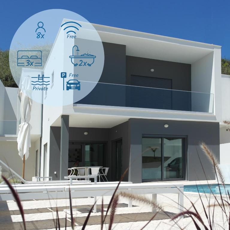 a rendering of a house on the beach at Gozo - new luxury villa with private pool in Foz do Arelho