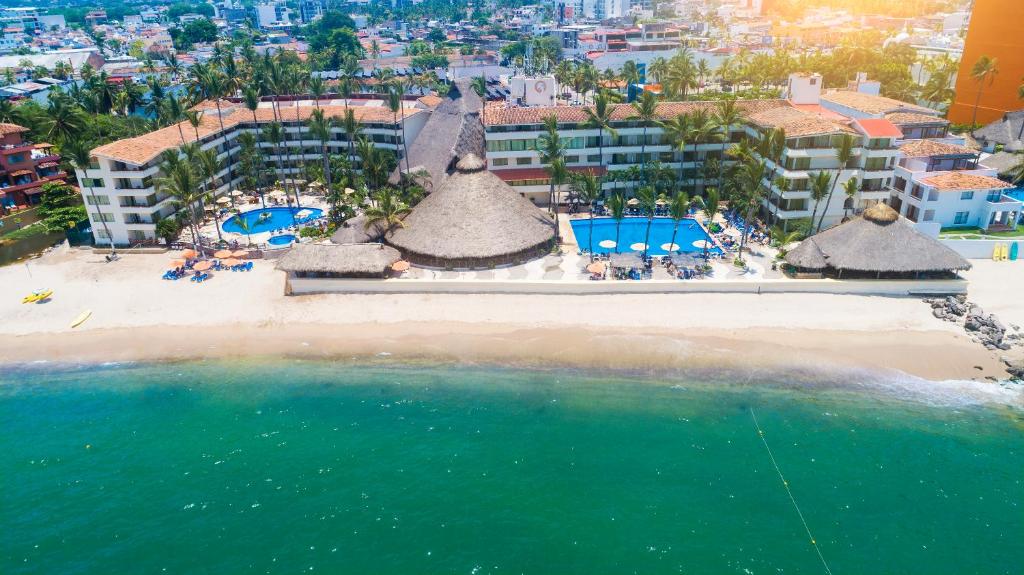 an aerial view of the beach at a resort at Las Palmas by the Sea All Inclusive in Puerto Vallarta