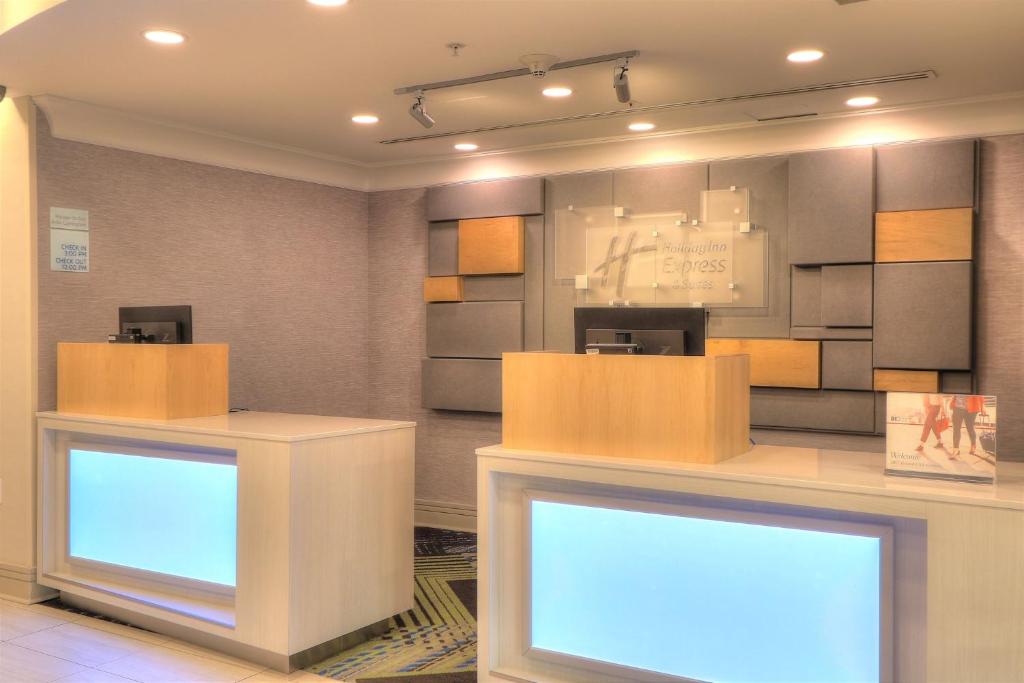 a room with two counters with boxes on it at Holiday Inn Express Hotel & Suites Mobile Saraland by IHG in Saraland