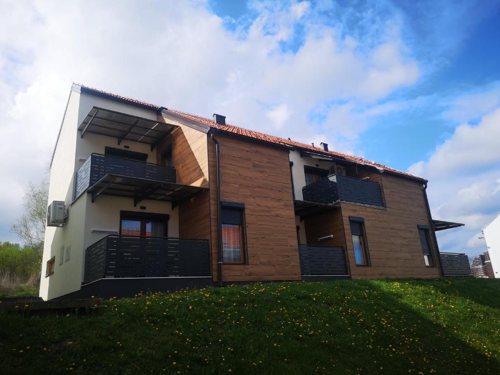 een huis bovenop een groene heuvel bij MARTINUS-V in Sveti Martin na Muri