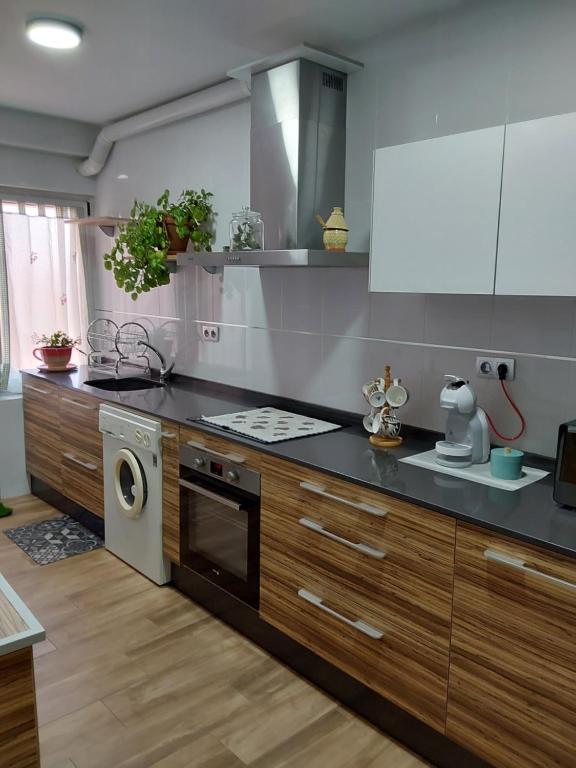 a kitchen with a stove and a dishwasher at Apartamento turístico en el centro de Benavente in Benavente