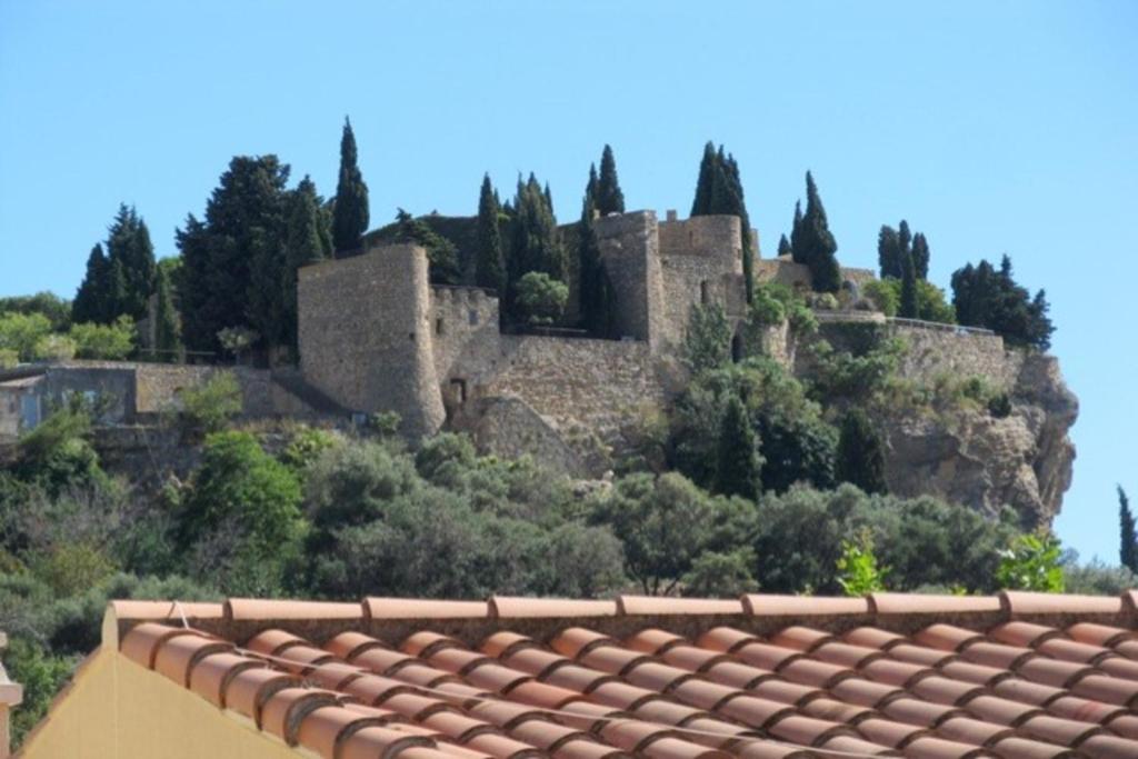 un château au sommet d'une colline avec un toit dans l'établissement Plein Sud, à Cassis