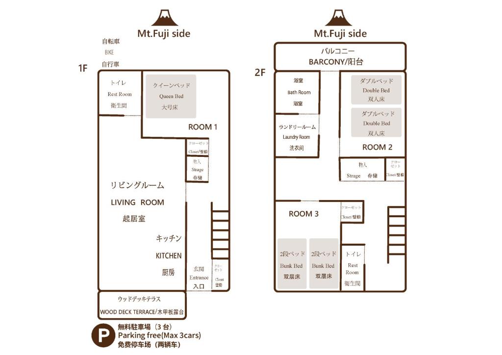 Půdorys ubytování villa hanasaku 富士御殿場 アウトレット