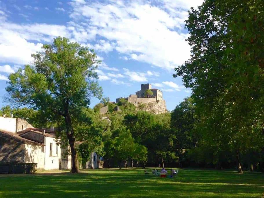 zamek na szczycie wzgórza w parku w obiekcie Gîte Thina w mieście Brissac