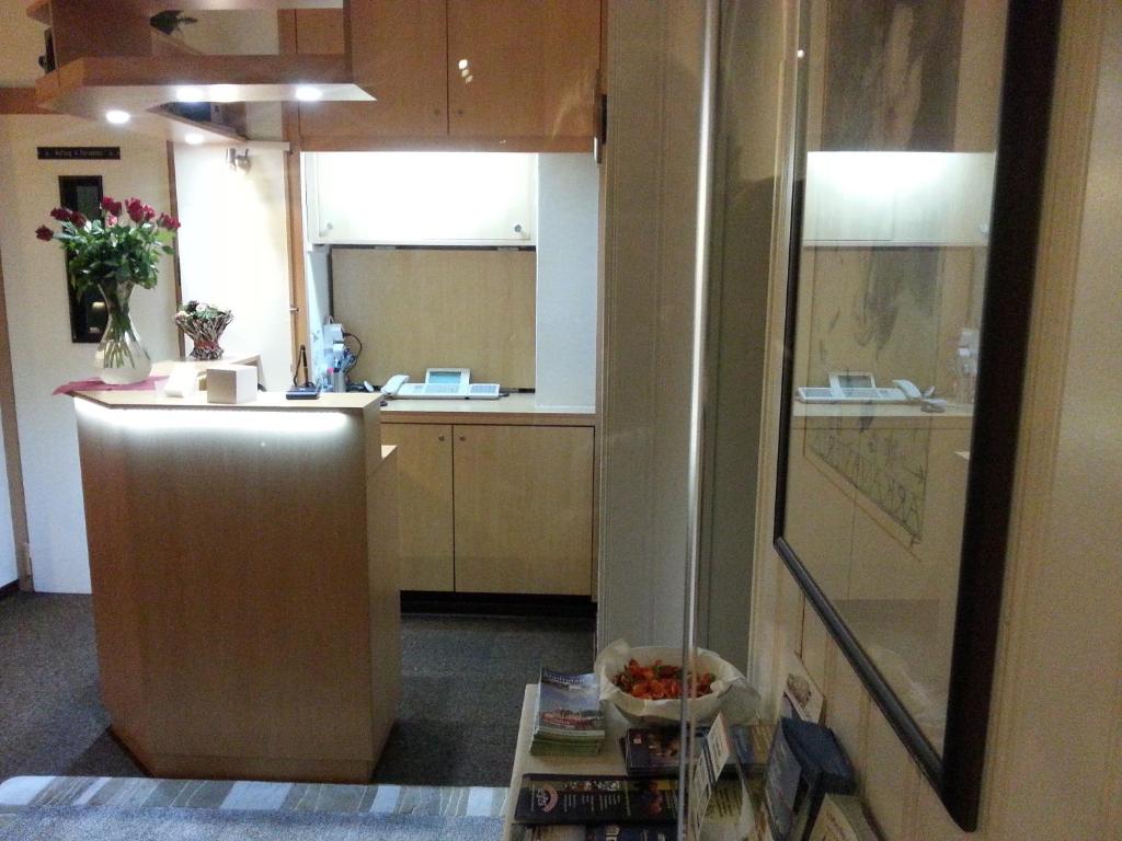 Kuchyň nebo kuchyňský kout v ubytování Ems-Hotel