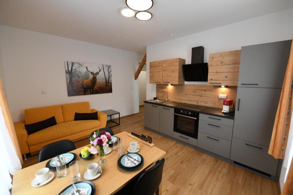 Kuchyň nebo kuchyňský kout v ubytování Ferienapartments 31erHaus