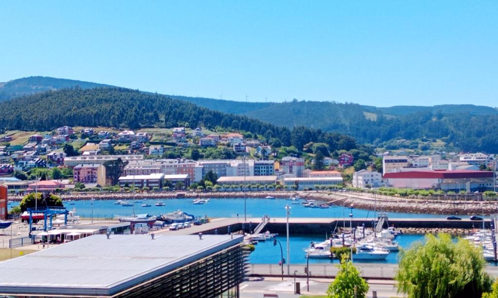 a view of a harbor with boats in the water at El Mirador 2 in Viveiro