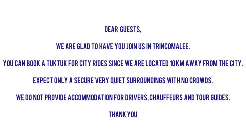 Una página de un documento con el texto estamos encantados de llevarles diarios en Pearl Oceanic Resort - Trincomalee, en Trincomalee