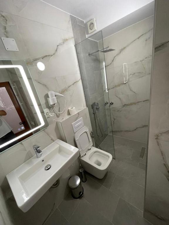 Koupelna v ubytování Hotel Belvedere
