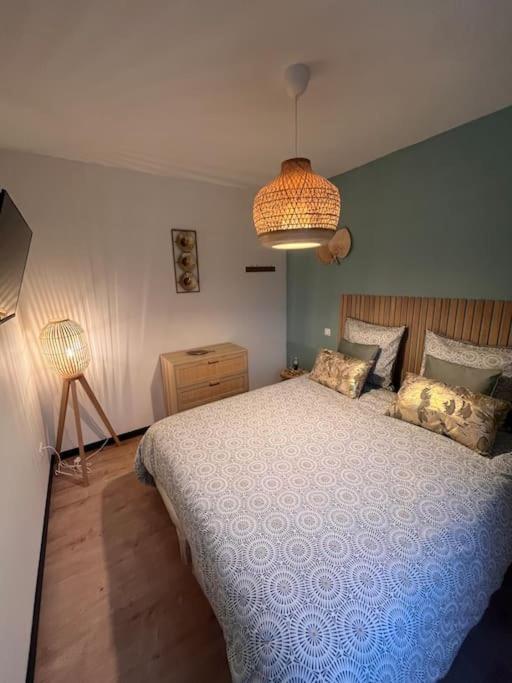 Postel nebo postele na pokoji v ubytování Coin de paradis avec spa illimité en plein centre Avranches