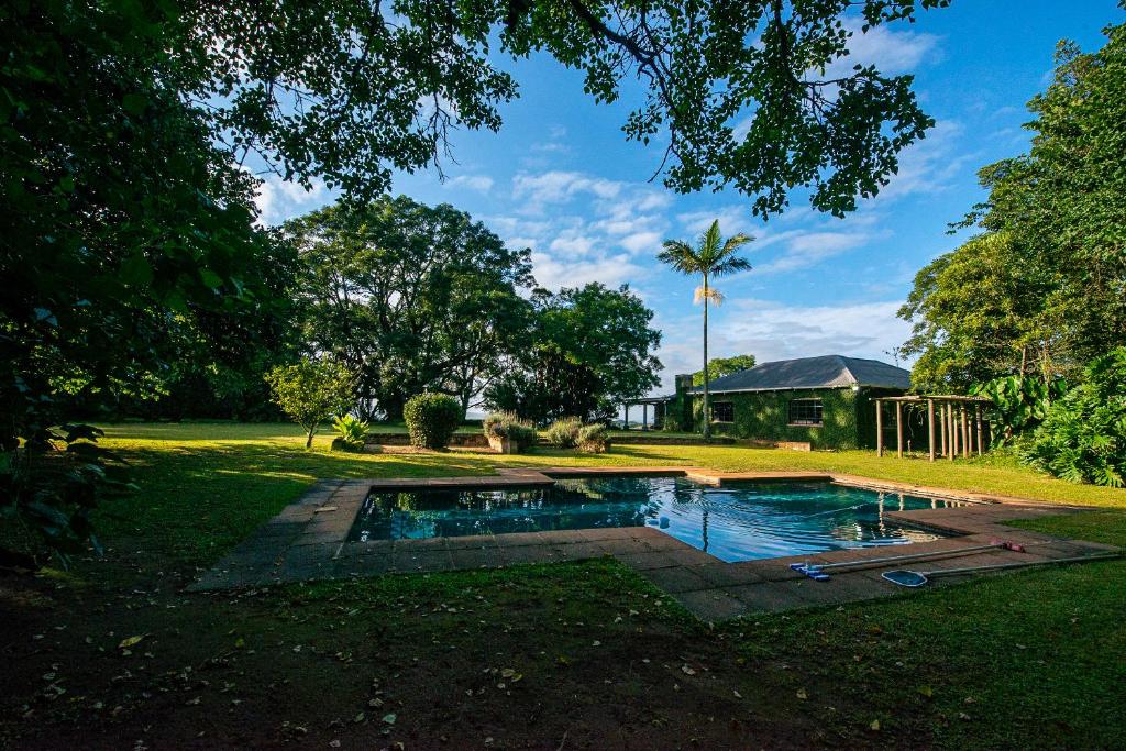 a swimming pool in the yard of a house at The Stone House in Die Winkler