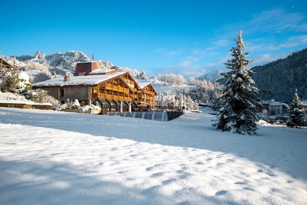 Hôtel Cailler & Bains de la Gruyère v zimě