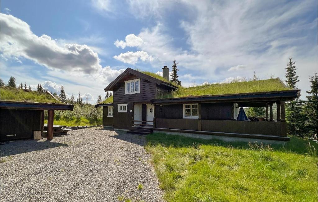 une maison avec un toit en gazon dans l'établissement Amazing Home In Nord-torpa With Kitchen, à Nord Torpa