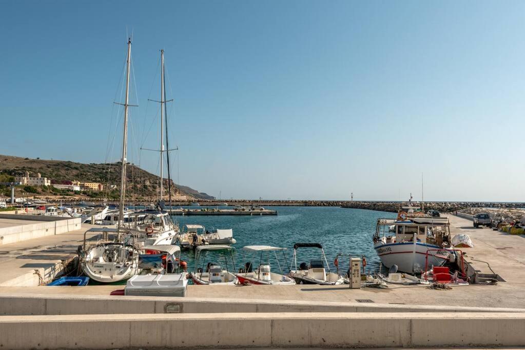 a bunch of boats are docked in a harbor at SeãCret in Kolymvari