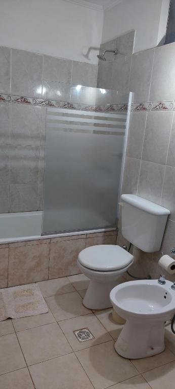 a bathroom with a toilet and a shower at LS Alojamientos Posadas Misiones in Posadas
