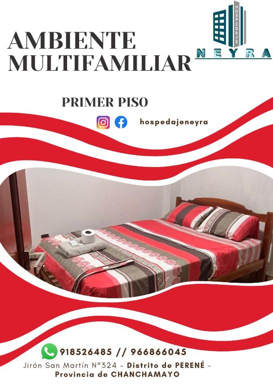 a poster for an appliance manufacturer with a bed at HABITACIÓN TRIPLE - PERENE - CHANCHAMAYO 