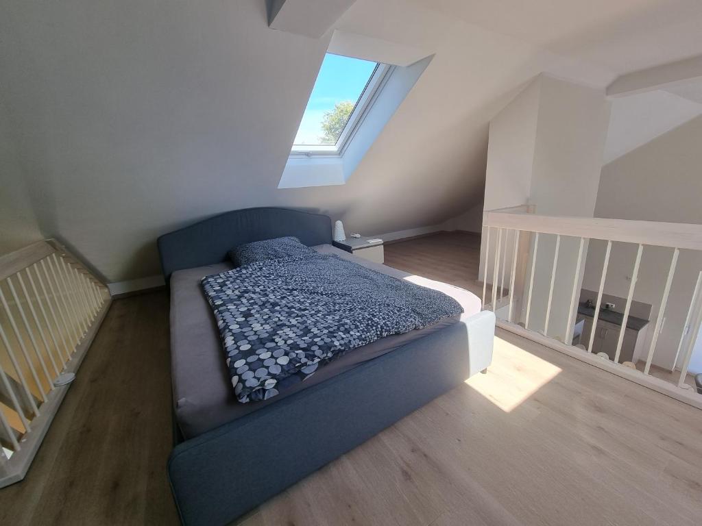 Postel nebo postele na pokoji v ubytování Ferienhaus am Bernsteinsee