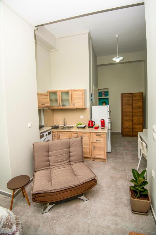 Kuchyň nebo kuchyňský kout v ubytování Lithos apartments