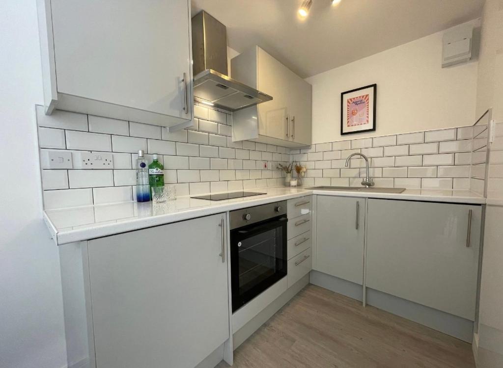 Kuchyň nebo kuchyňský kout v ubytování Modern guest house apartment in weybridge