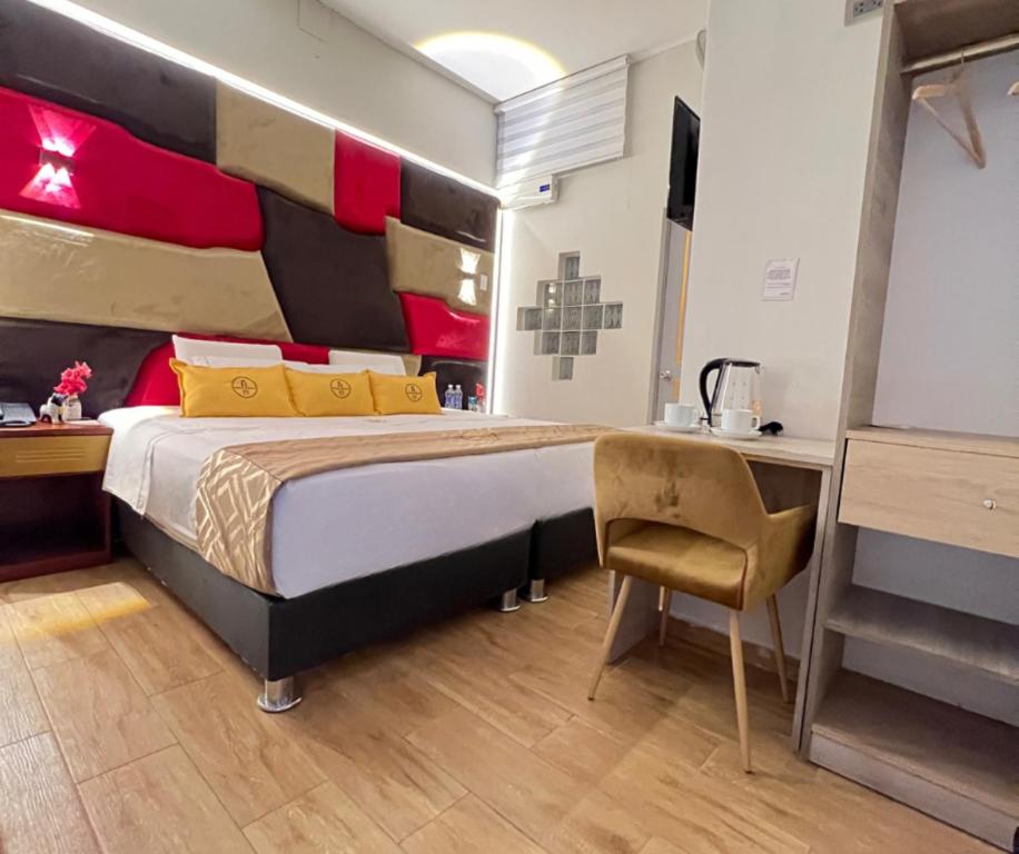 מיטה או מיטות בחדר ב-Montreal Magdalena Del Mar Hotel