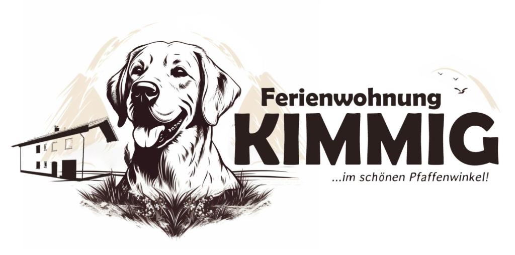 a drawing of a dog with a house in the background at Ferienwohnung Kimmig in Bernbeuren