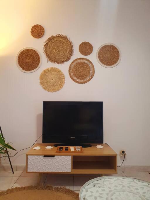 TV a/nebo společenská místnost v ubytování Akwatik Appart 150m de la plage