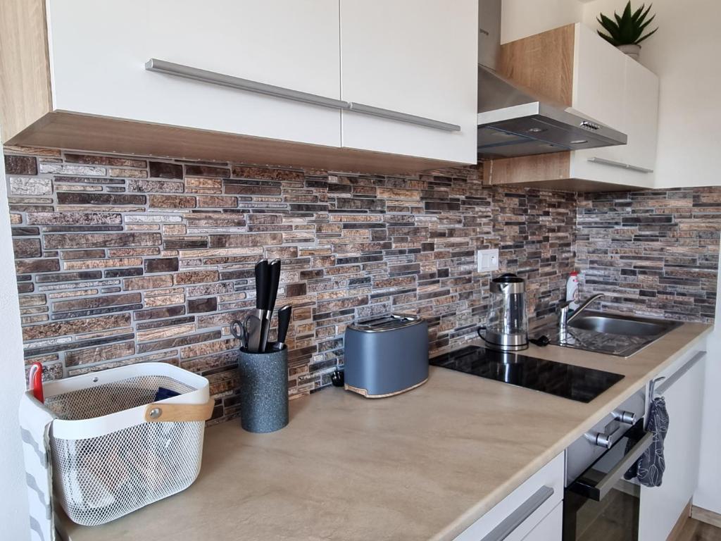 Kuchyň nebo kuchyňský kout v ubytování Apartmán Felix