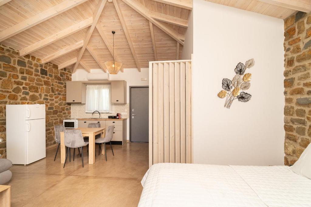 Kuchyň nebo kuchyňský kout v ubytování LITHOS SUITES