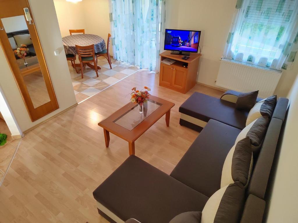 TV a/nebo společenská místnost v ubytování Garda Wellness Apartmanház