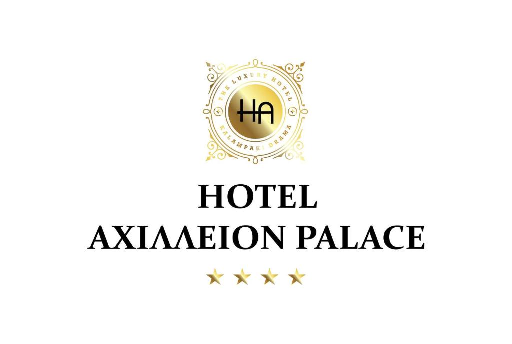 a logo for a hotel avalon palace at Achillion Palace in Kalambaki