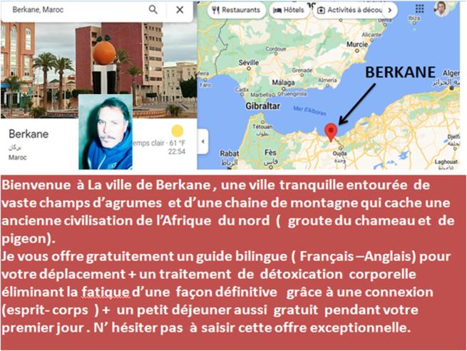 une capture d'écran d'un site web avec une carte dans l'établissement Maison au pied d une petite colline pas loin de la ville, à Berkane